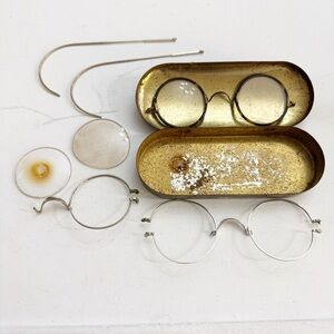 Antique/VintageWillson Goggles Tin Box Bakelite Glasses-B&L 1/10 12kGF Frames